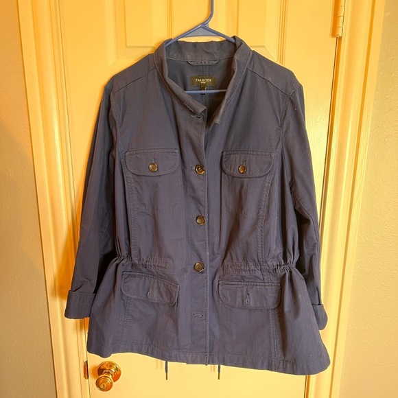 Navy blue Talbots cinch waist jacket. - Picture 2 of 4